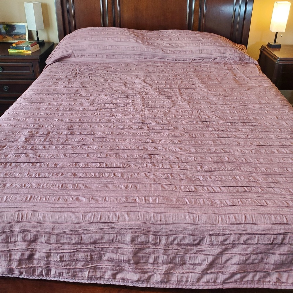 Ikea Veketag Comforter Bedcover Twin/full Mauve Quilted Ruffle Reversible 71x98"
